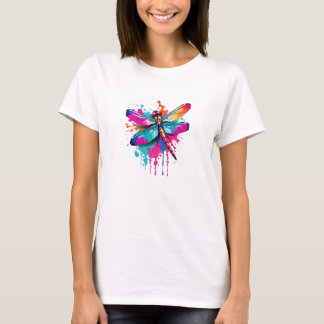 Levendige Ink Splatter Dragon Fly Pop Art, Kleurri T-shirt