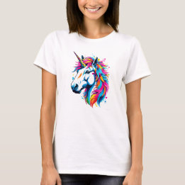 Levendige Ink Splatter Eenhoorn Pop Art, Kleurrijk T-shirt