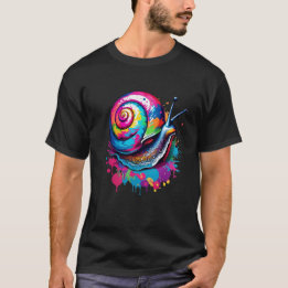 Levendige Ink Splatter Snail Pop Art, Kleurrijk T-shirt