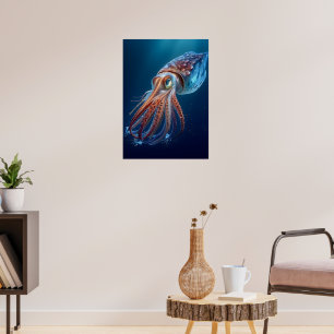 Levendige inktvis in het diepe Zee - Marine Life I Poster