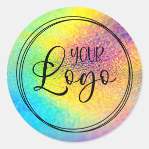 Levendige Iridiscerende Holografische Folie Logo Ronde Sticker
