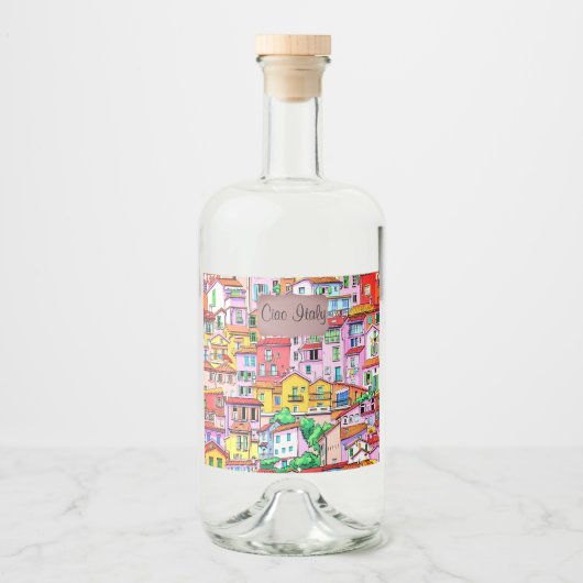 Levendige Italiaanse gevel Likeurfles Etiket (Voorkant)