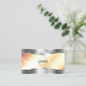 Levendige Ivory Peach Silver Borders Logo QR-code Visitekaartje (Staand voorkant)