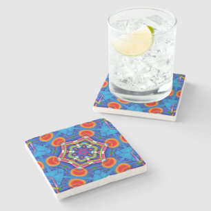 Levendige Kaleidoscoop Geometrisch Abstract Stenen Onderzetter