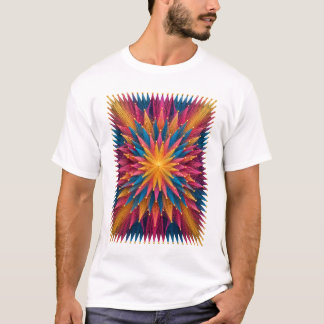 Levendige Kaleidoscoop Steruitbarsting Grafische T T-shirt