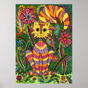 Levendige Kat 2 van de Tuin Poster