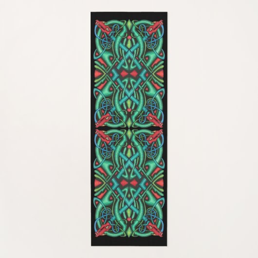 Levendige  Keltische Ontwerpdraak Rode draak Yogamat (Voorkant)