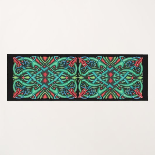 Levendige  Keltische Ontwerpdraak Rode draak Yogamat (Voorkant (horizontaal))