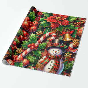 Levendige kerst Plaid Cadeaupapier