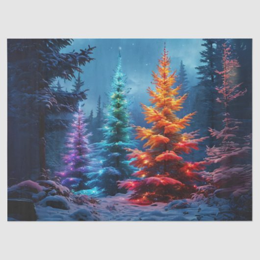 Levendige kerstbomen in de Forest Decoupage Car Tissuepapier (Voorkant)