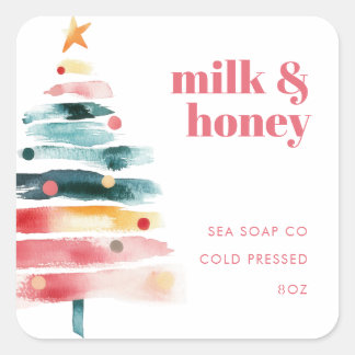 Levendige kerstproductstickers vierkante sticker