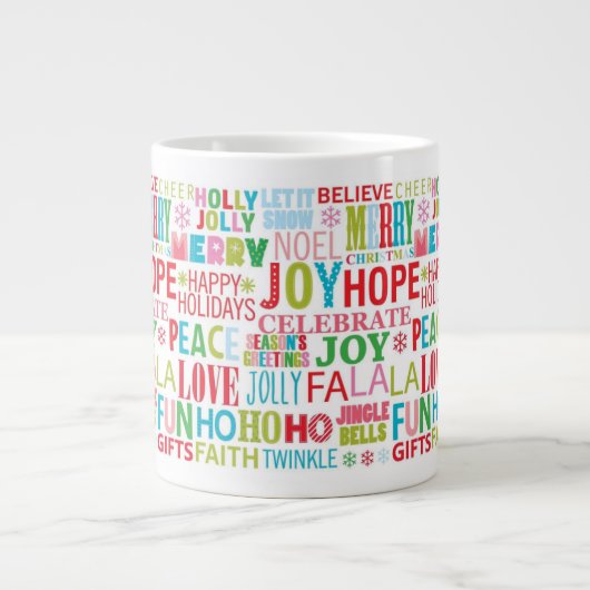 Levendige Kersttypografie Mok (Voorkant)