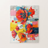 Levendige Klaproos in Moderne Abstracte Stijl Legpuzzel (Verticaal)