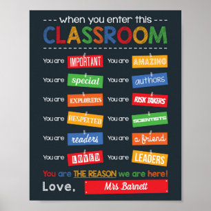 Levendige klaslokaaldecor Einde jaar schoolcadeau Poster