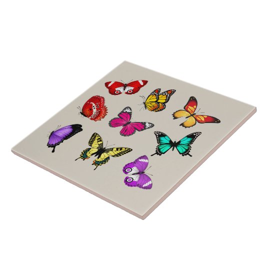 Levendige kleur Butterflies Tegeltje (Zijkant)