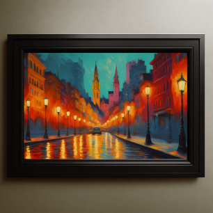 Levendige kleur Cityscape Fauvisme Impressionist 3 Poster