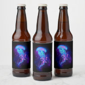 Levendige kleur gloeiende kwal bier etiket (Flessen)