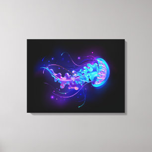 Levendige kleur gloeiende kwal canvas afdruk