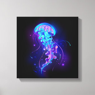 Levendige kleur gloeiende kwal canvas afdruk