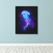 Levendige kleur gloeiende kwal canvas afdruk (Insitu (Houten vloer))