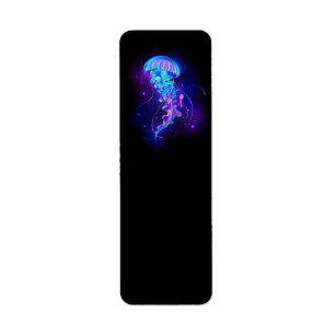 Levendige kleur gloeiende kwal etiket