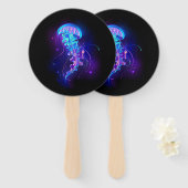 Levendige kleur gloeiende kwal handwaaier (Voorkant en achterkant)