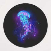 Levendige kleur gloeiende kwal labels (Design 1)