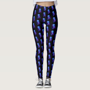 Levendige kleur gloeiende kwal leggings