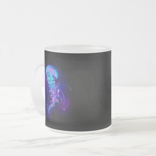 Levendige kleur gloeiende kwal matglas koffiemok (Voorkant links)