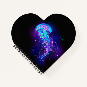 Levendige kleur gloeiende kwal notitieboek