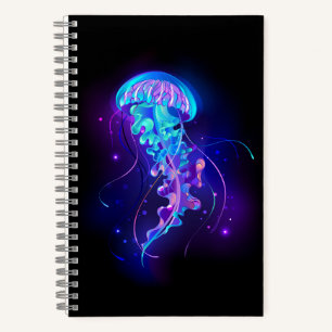 Levendige kleur gloeiende kwal notitieboek