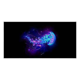 Levendige kleur gloeiende kwal perfect poster