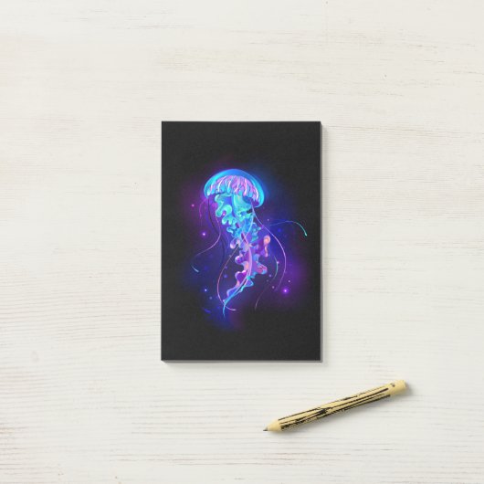 Levendige kleur gloeiende kwal post-it® notes (Op bureau)