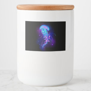 Levendige kleur gloeiende kwal voedselcontainer etiket