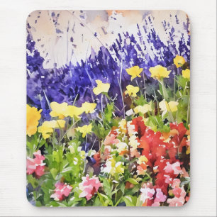 Levendige kleur schilderachtig bloemen Mousepad Muismat