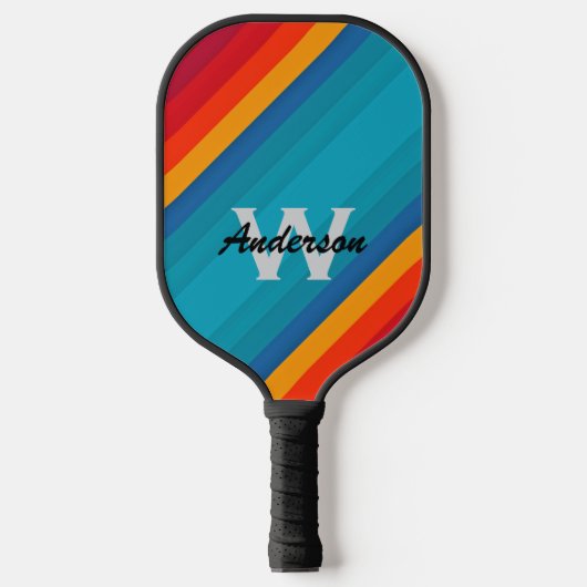 Levendige kleur Stripes personaliseren Monogram & Pickleball Paddle (Voorkant)