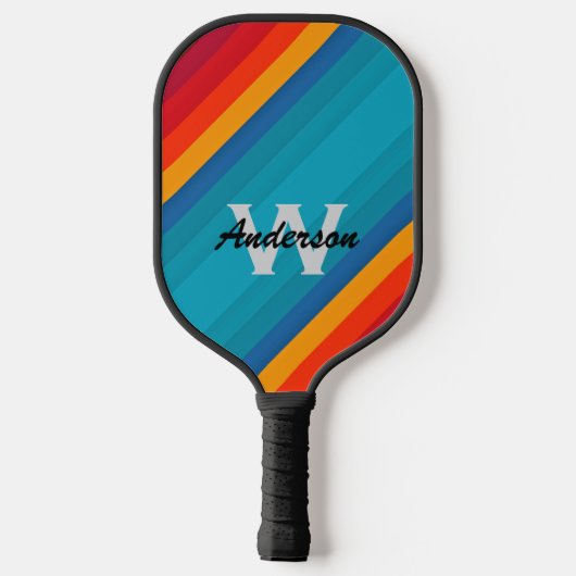 Levendige kleur Stripes personaliseren Monogram & Pickleball Paddle (Achterkant)