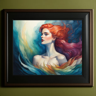 Levendige Kleur Waterverf Schilderij Vrouw Poster