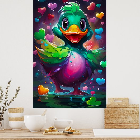 Levendige kleuren eend poster (Keuken)