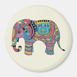 Levendige kleuren Mandala Elephant Magnet Magneet