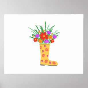 Levendige kleuren Planten in Boots Poster