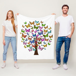 Levendige kleurenvlinderboom fleece deken