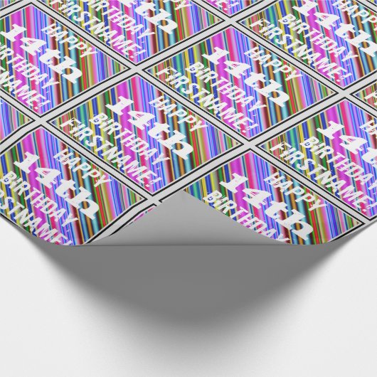 Levendige, kleurrijke 14e verjaardag + aangepaste cadeaupapier (Hoek)