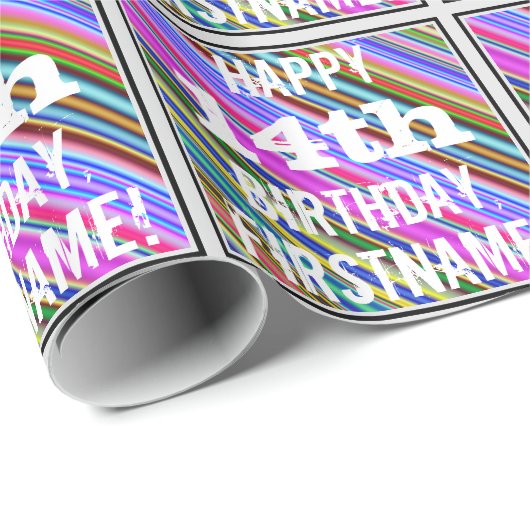 Levendige, kleurrijke 14e verjaardag + aangepaste cadeaupapier (Rol Hoek)