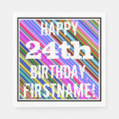 Levendige, kleurrijke 24e verjaardag + aangepaste  servet (Voorkant)