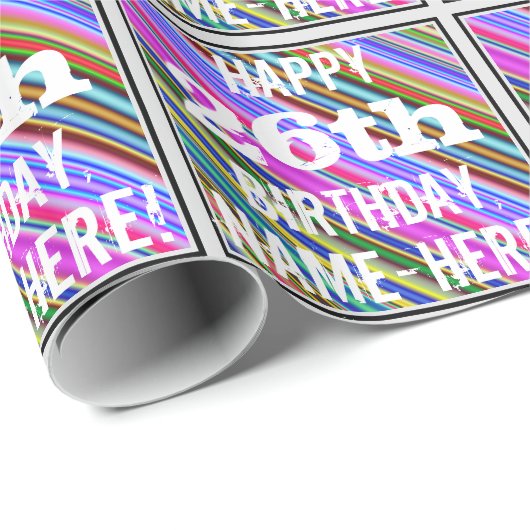 Levendige, kleurrijke 26e verjaardag + aangepaste cadeaupapier (Rol Hoek)