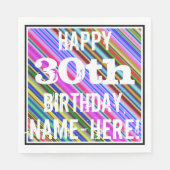 Levendige, kleurrijke 30e verjaardag + aangepaste  servet (Voorkant)