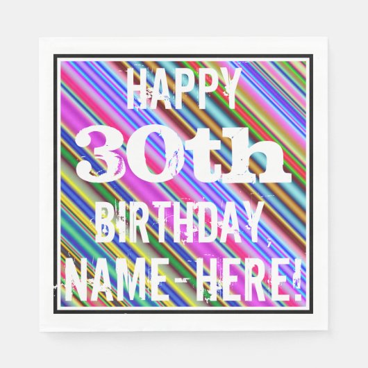 Levendige, kleurrijke 30e verjaardag + aangepaste  servet (Voorkant)