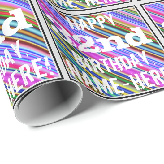 Levendige, kleurrijke 32e verjaardag + aangepaste cadeaupapier (Rol Hoek)