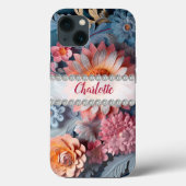 Levendige kleurrijke 3D-lijsten, diamantbloemen op Case-Mate iPhone Case (Achterkant)